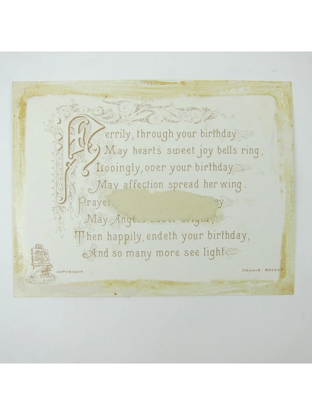 Victorian Birthday Greeting Card Red Barberry Branch Raphael Tuck & Sons Antique
